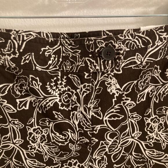 NWT Loft Ann Pants in Brown with White Floral Design - Size 10 - Picture 3 of 7